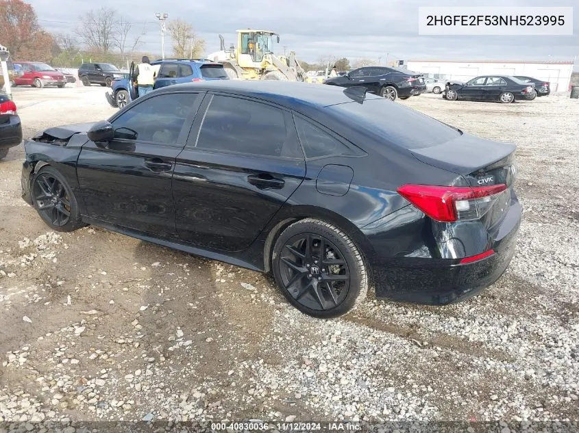 2022 Honda Civic Sport VIN: 2HGFE2F53NH523995 Lot: 40830036