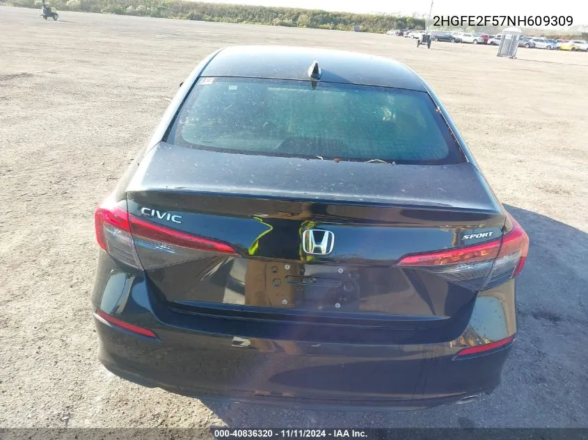 2022 Honda Civic Sport VIN: 2HGFE2F57NH609309 Lot: 40836320