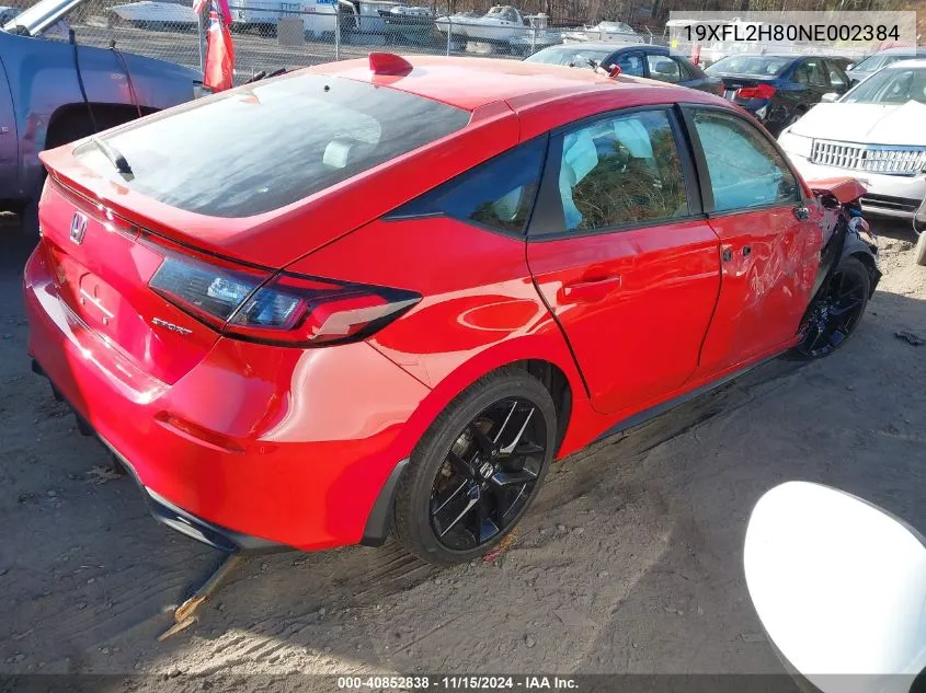 2022 Honda Civic Sport VIN: 19XFL2H80NE002384 Lot: 40852838