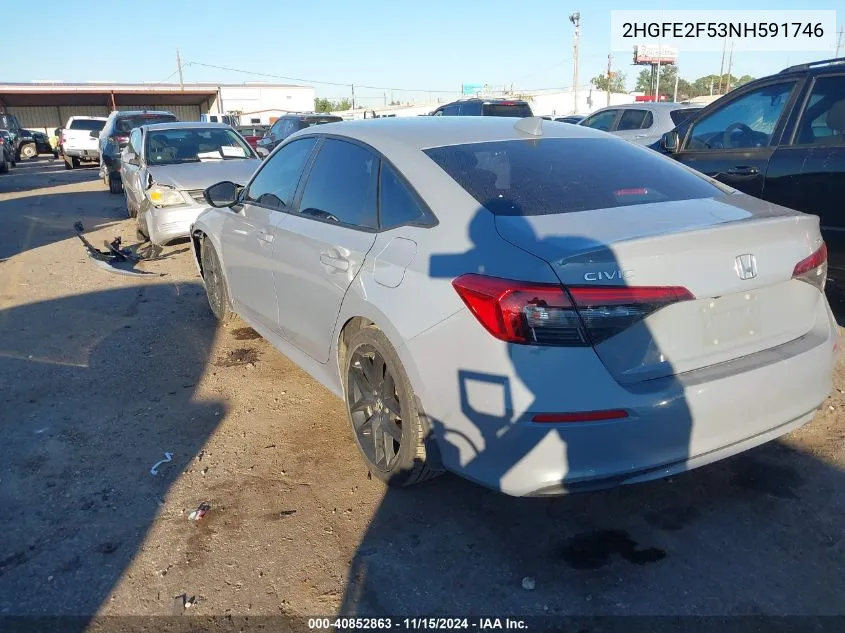 2022 Honda Civic Sport VIN: 2HGFE2F53NH591746 Lot: 40852863