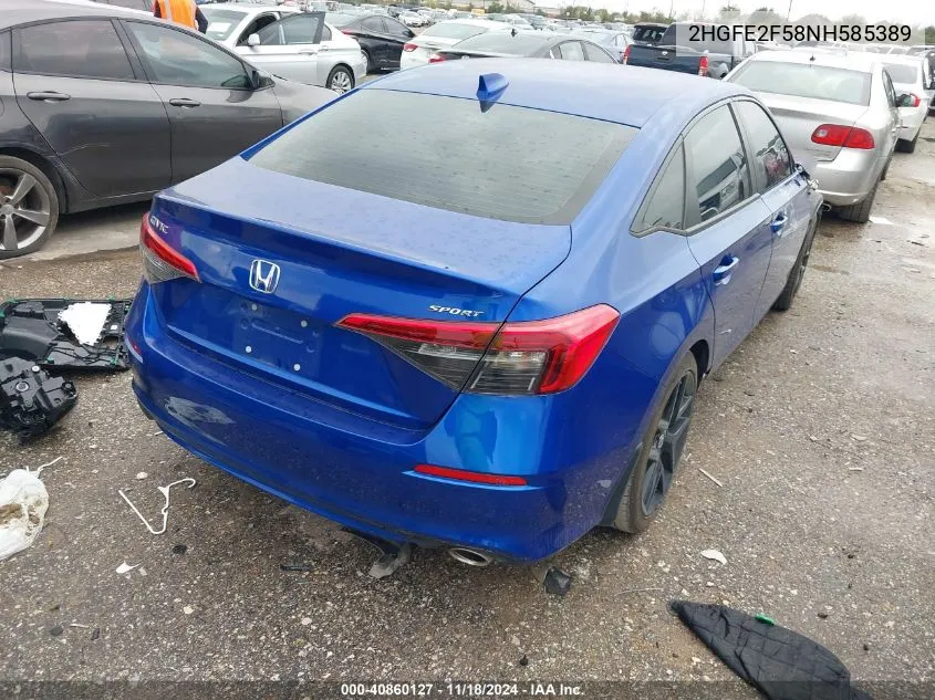 2022 Honda Civic Sport VIN: 2HGFE2F58NH585389 Lot: 40860127