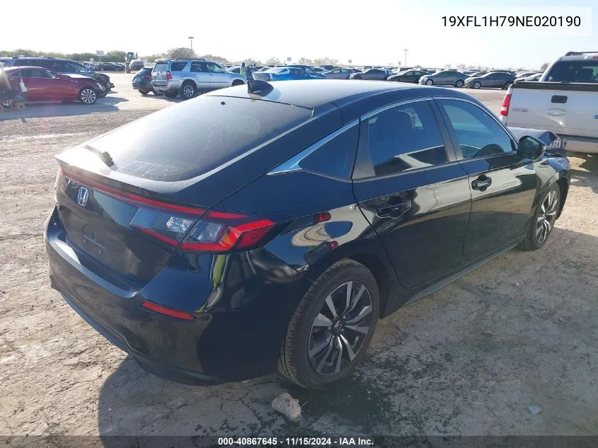 2022 Honda Civic Ex-L VIN: 19XFL1H79NE020190 Lot: 40867645