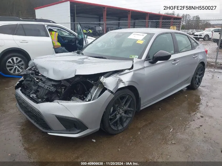 2022 Honda Civic Sport VIN: 2HGFE2F58NH550027 Lot: 40906638