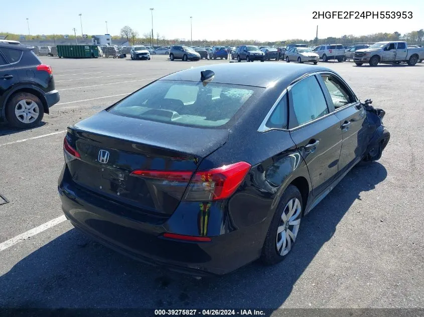 2023 Honda Civic Lx VIN: 2HGFE2F24PH553953 Lot: 39275827