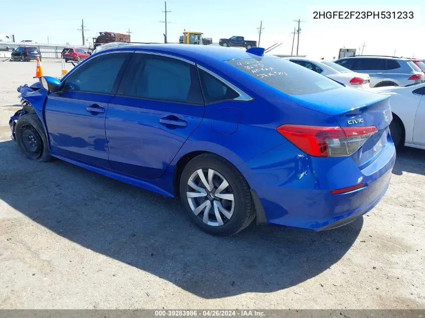 2023 Honda Civic Lx VIN: 2HGFE2F23PH531233 Lot: 39283986