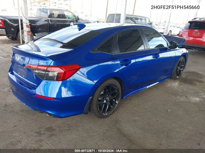 2023 Honda Civic Sport VIN: 2HGFE2F51PH545660 Lot: 40732671