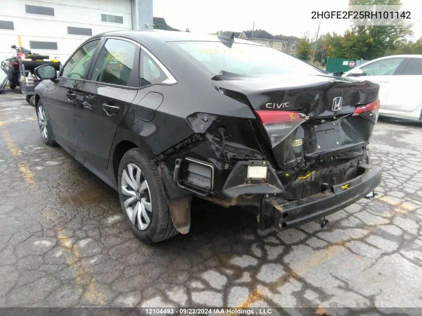 2024 Honda Civic Sedan VIN: 2HGFE2F25RH101142 Lot: 12104493