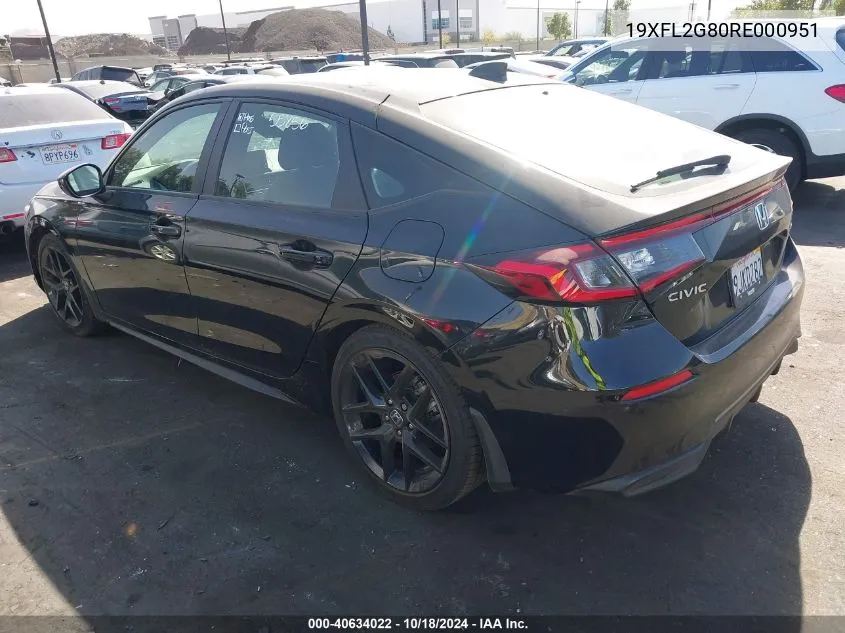 2024 Honda Civic Sport VIN: 19XFL2G80RE000951 Lot: 40634022