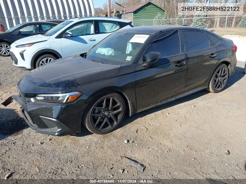 2024 Honda Civic Sport VIN: 2HGFE2F58RH522122 Lot: 40786440