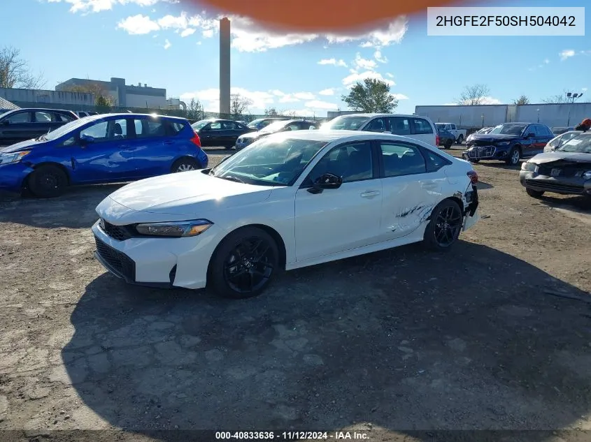 2025 Honda Civic Sport VIN: 2HGFE2F50SH504042 Lot: 40833636