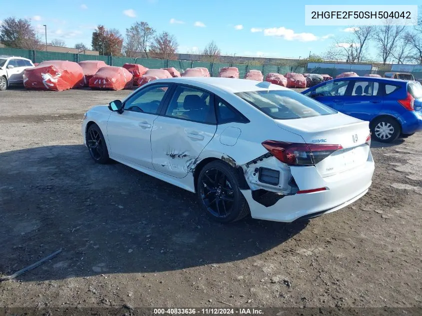 2025 Honda Civic Sport VIN: 2HGFE2F50SH504042 Lot: 40833636