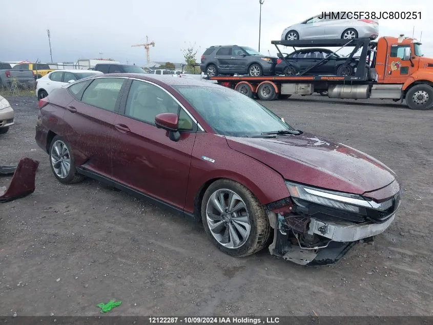 2018 Honda Clarity Plug-In Hybrid VIN: JHMZC5F38JC800251 Lot: 12122287