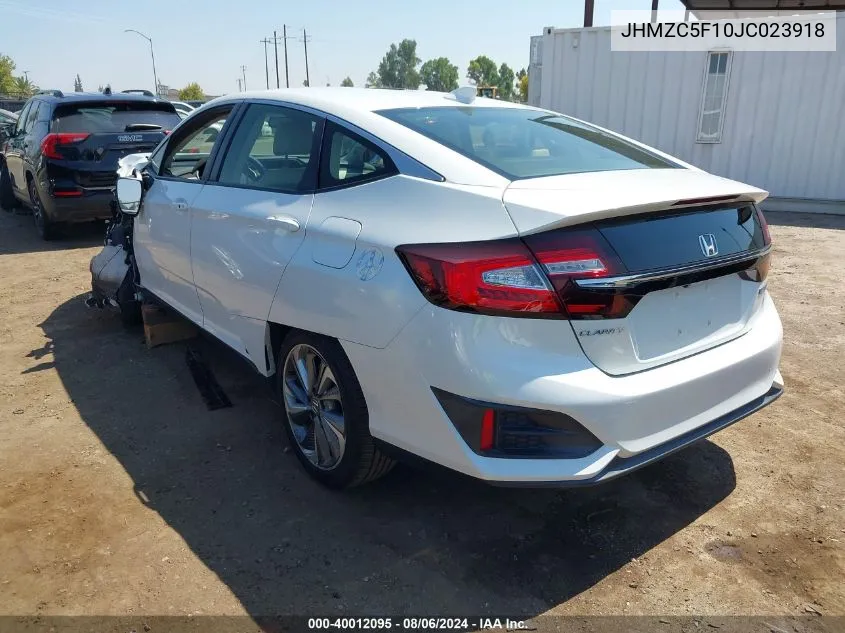 2018 Honda Clarity Plug-In Hybrid VIN: JHMZC5F10JC023918 Lot: 40012095