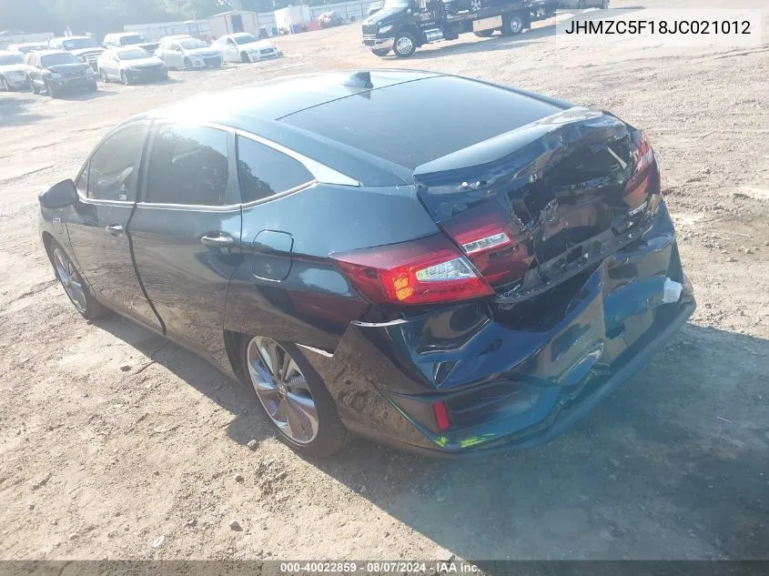 2018 Honda Clarity Plug-In Hybrid VIN: JHMZC5F18JC021012 Lot: 40022859