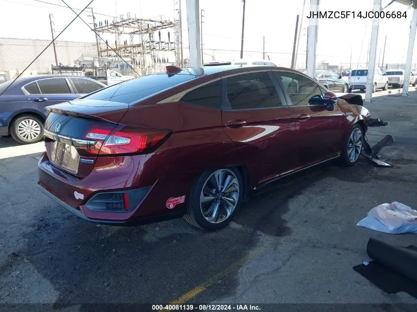 2018 Honda Clarity Plug-In Hybrid VIN: JHMZC5F14JC006684 Lot: 40081139