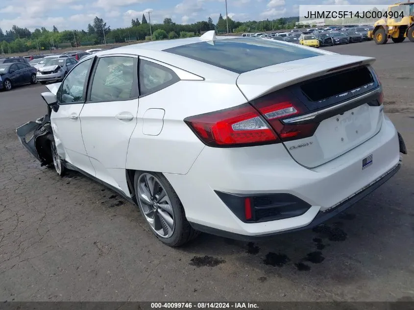 2018 Honda Clarity Plug-In Hybrid VIN: JHMZC5F14JC004904 Lot: 40099746