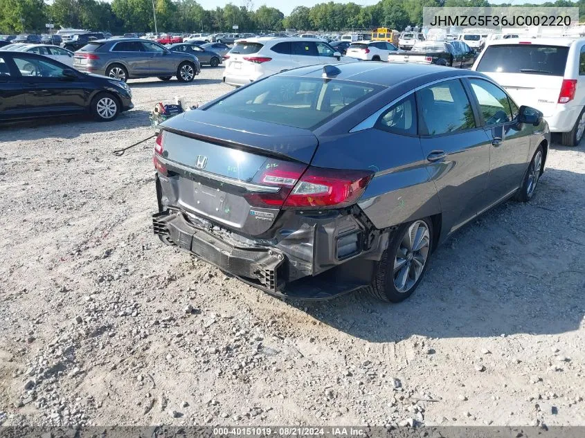 2018 Honda Clarity Plug-In Hybrid Touring VIN: JHMZC5F36JC002220 Lot: 40151019