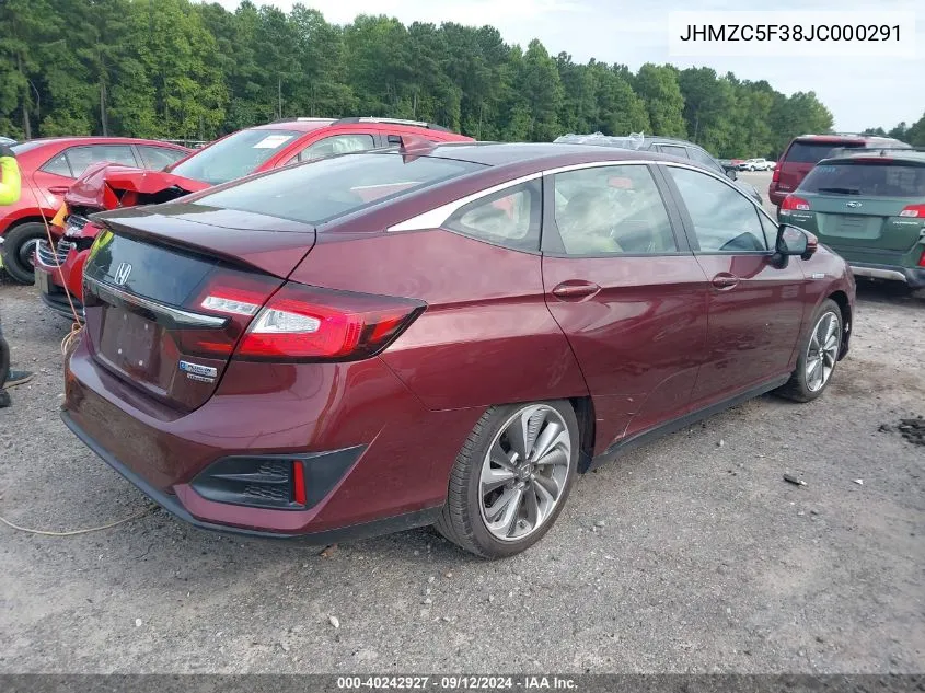 2018 Honda Clarity Plug-In Hybrid Touring VIN: JHMZC5F38JC000291 Lot: 40242927