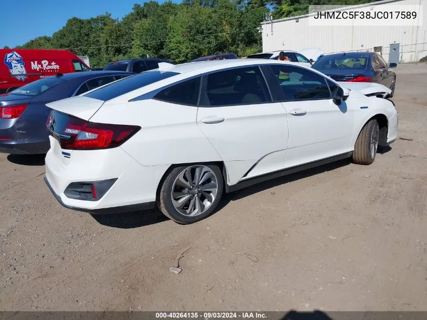 2018 Honda Clarity Plug-In Hybrid Touring VIN: JHMZC5F38JC017589 Lot: 40264135