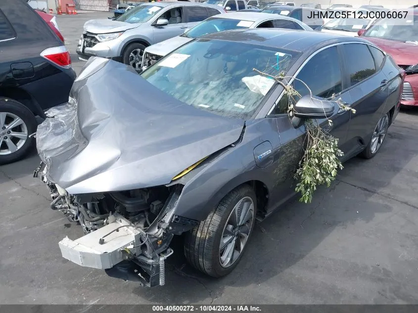 2018 Honda Clarity Plug-In Hybrid VIN: JHMZC5F12JC006067 Lot: 40500272