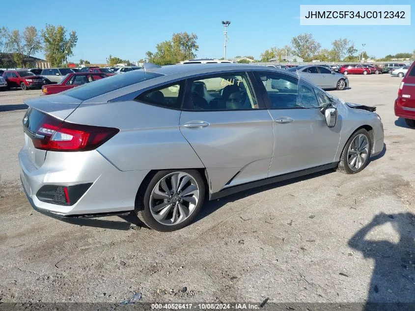 2018 Honda Clarity Plug-In Hybrid Touring VIN: JHMZC5F34JC012342 Lot: 40526417