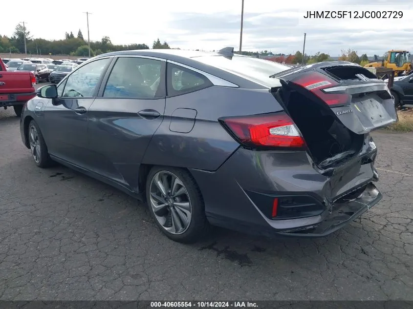 2018 Honda Clarity Plug-In Hybrid VIN: JHMZC5F12JC002729 Lot: 40605554