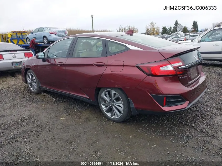 2018 Honda Clarity Plug-In Hybrid Touring VIN: JHMZC5F36JC006333 Lot: 40885491