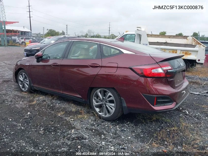 2019 Honda Clarity Plug-In Hybrid VIN: JHMZC5F13KC000876 Lot: 40383584