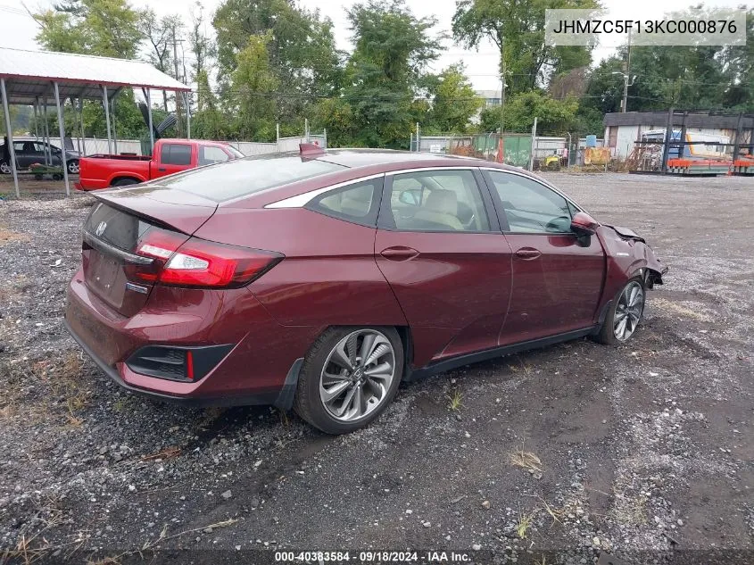 2019 Honda Clarity Plug-In Hybrid VIN: JHMZC5F13KC000876 Lot: 40383584