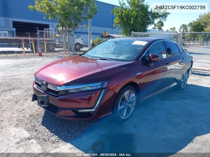 2019 Honda Clarity Plug-In Hybrid VIN: JHMZC5F19KC002759 Lot: 40401341