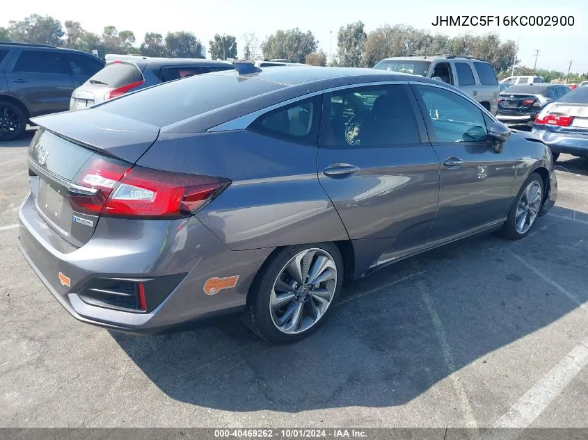 2019 Honda Clarity Plug-In Hybrid VIN: JHMZC5F16KC002900 Lot: 40469262