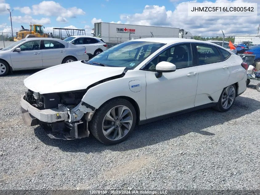 2020 Honda Clarity VIN: JHMZC5F16LC800542 Lot: 12076150