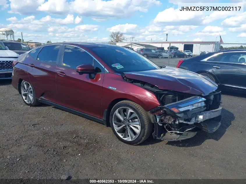 2021 Honda Clarity Plug-In Hybrid Touring VIN: JHMZC5F37MC002117 Lot: 40562353