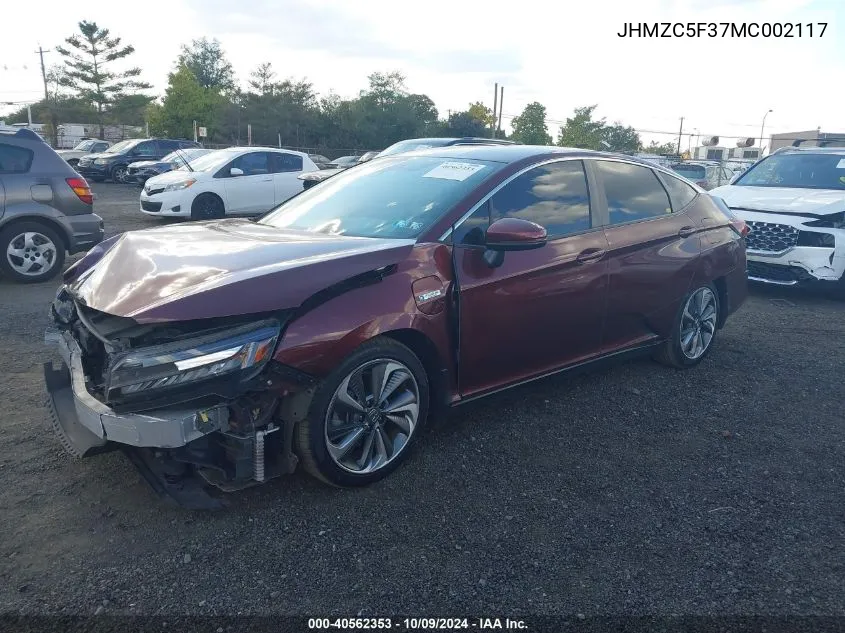 2021 Honda Clarity Plug-In Hybrid Touring VIN: JHMZC5F37MC002117 Lot: 40562353