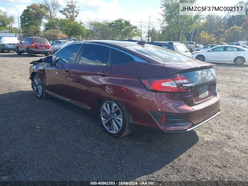 2021 Honda Clarity Plug-In Hybrid Touring VIN: JHMZC5F37MC002117 Lot: 40562353