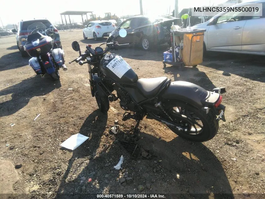 2022 Honda Cmx300 A VIN: MLHNC5359N5500019 Lot: 40571589