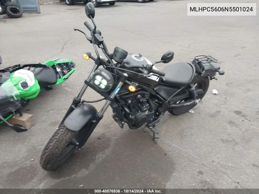 2022 Honda Cmx500 VIN: MLHPC5606N5501024 Lot: 40576936