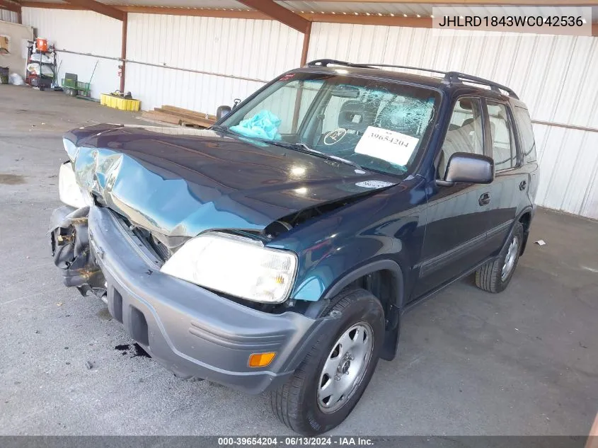 1998 Honda Cr-V Lx VIN: JHLRD1843WC042536 Lot: 39654204