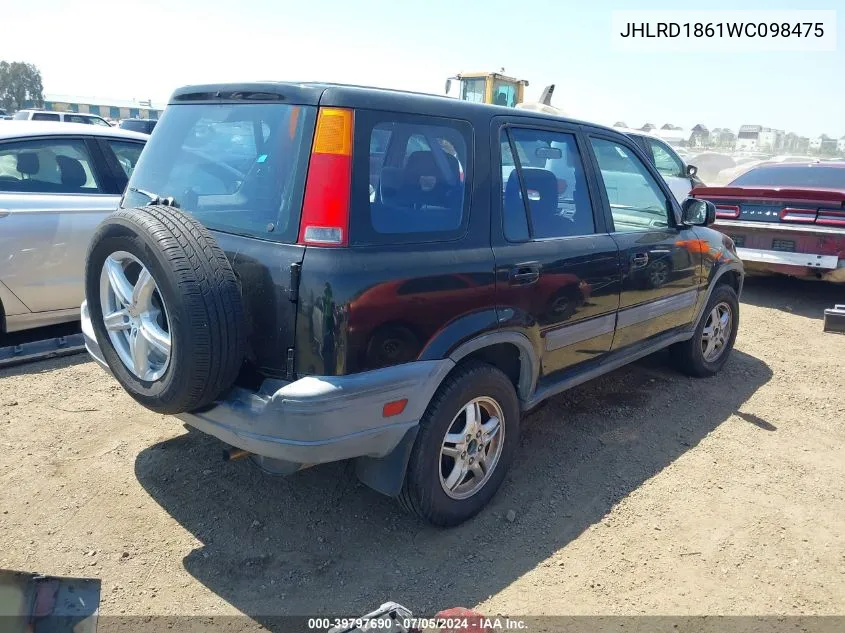 1998 Honda Cr-V Ex VIN: JHLRD1861WC098475 Lot: 39797690