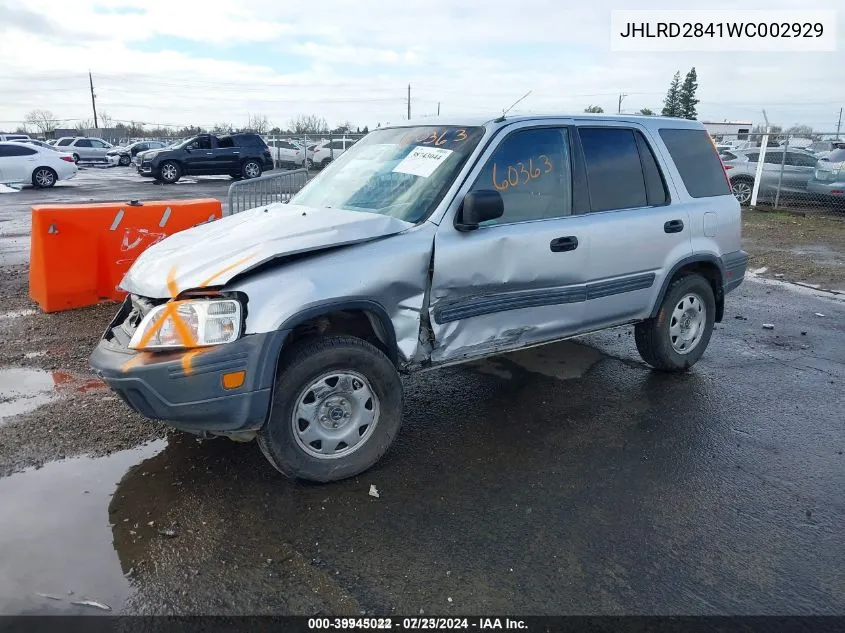 1998 Honda Cr-V Lx VIN: JHLRD2841WC002929 Lot: 39945022