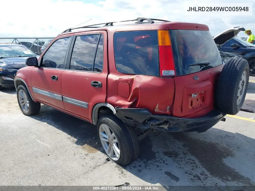 1998 Honda Cr-V Lx VIN: JHLRD2849WC005948 Lot: 40272381