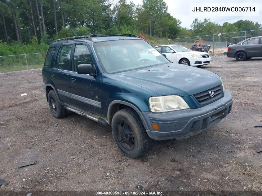 1998 Honda Cr-V Lx VIN: JHLRD2840WC006714 Lot: 40309593