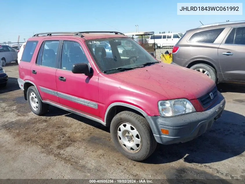 1998 Honda Cr-V Lx VIN: JHLRD1843WC061992 Lot: 40505256