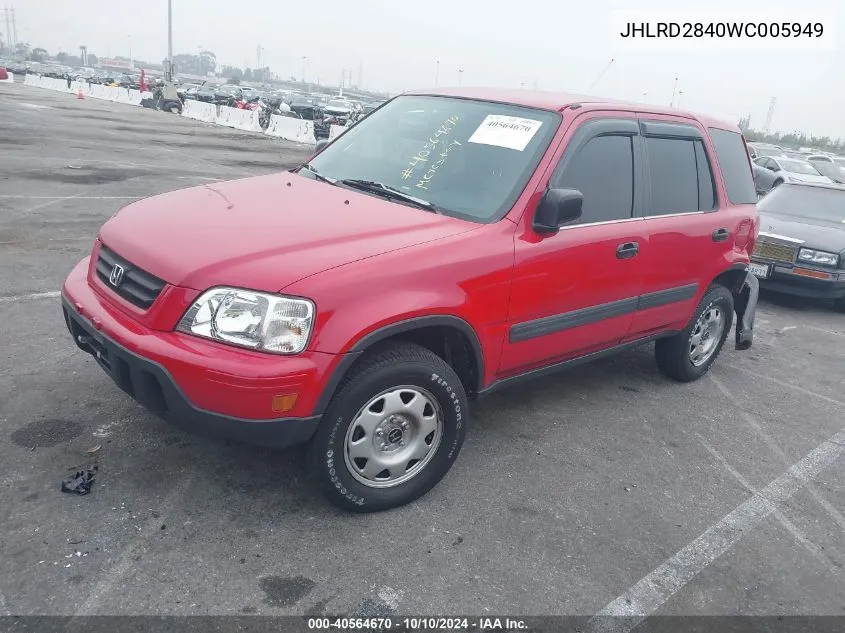 1998 Honda Cr-V Lx VIN: JHLRD2840WC005949 Lot: 40564670