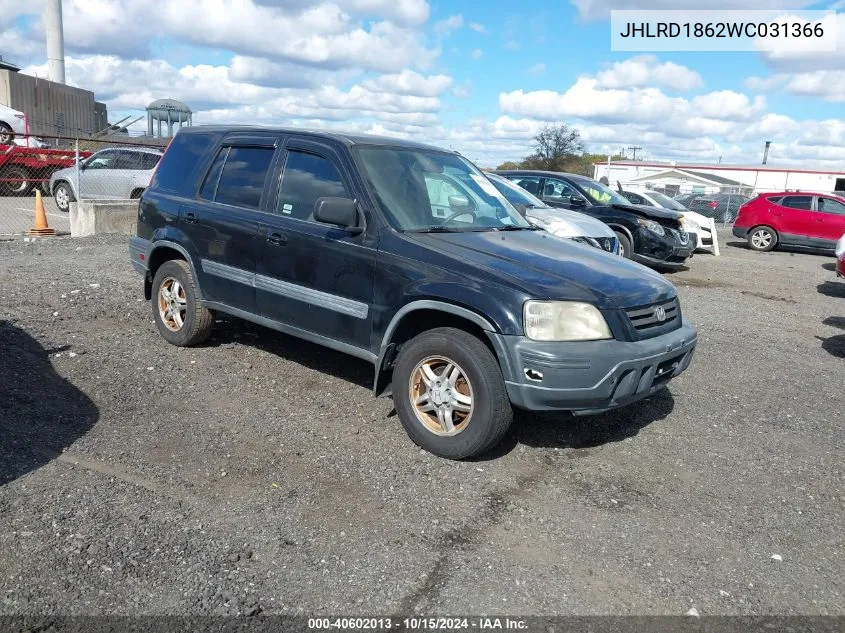 1998 Honda Cr-V Ex VIN: JHLRD1862WC031366 Lot: 40602013