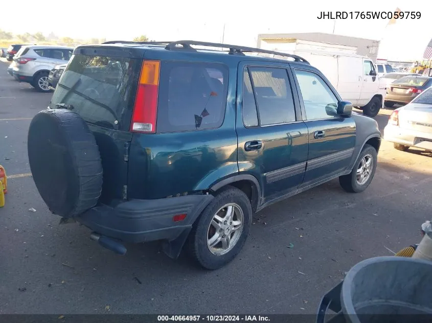 1998 Honda Cr-V Ex VIN: JHLRD1765WC059759 Lot: 40664957