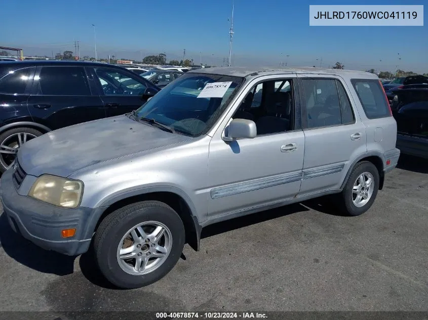 1998 Honda Cr-V Ex VIN: JHLRD1760WC041119 Lot: 40678574