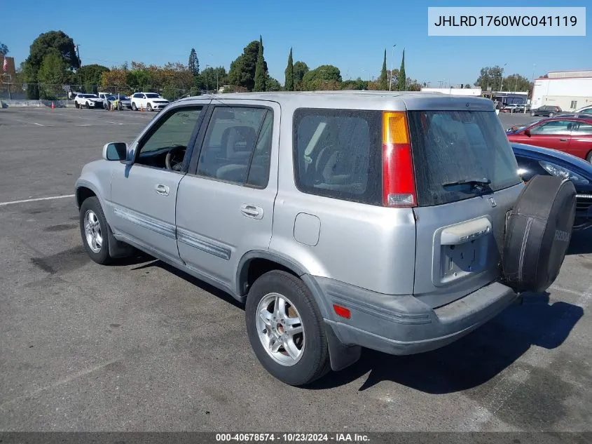 1998 Honda Cr-V Ex VIN: JHLRD1760WC041119 Lot: 40678574