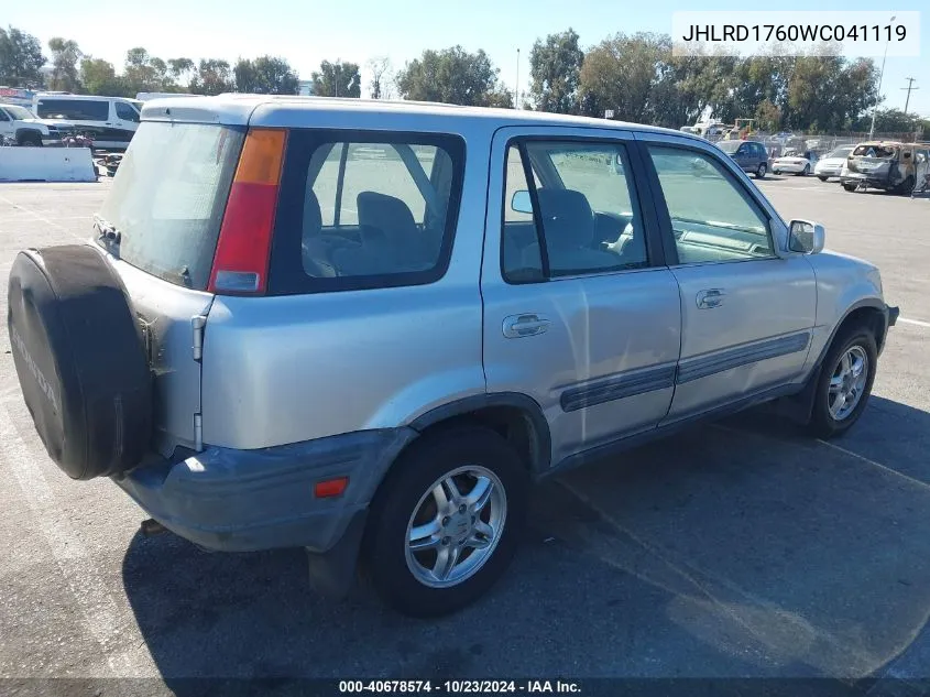 1998 Honda Cr-V Ex VIN: JHLRD1760WC041119 Lot: 40678574