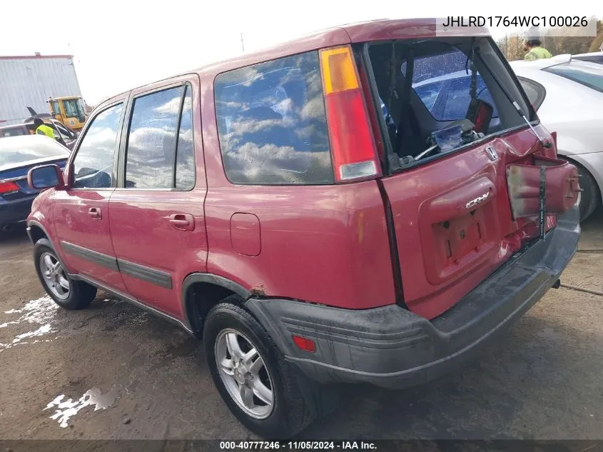 1998 Honda Cr-V Ex VIN: JHLRD1764WC100026 Lot: 40777246